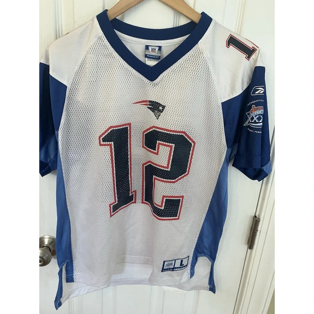 Rare Vintage 2005 Tom Brady #12 New England Patriots Superbowl XXXIX Jersey14-16